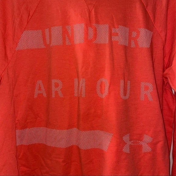 Under Armour Hoodie Pull Over Long Sleeve Pin Dot Big Front Logo V-neck Top - Picture 3 of 6